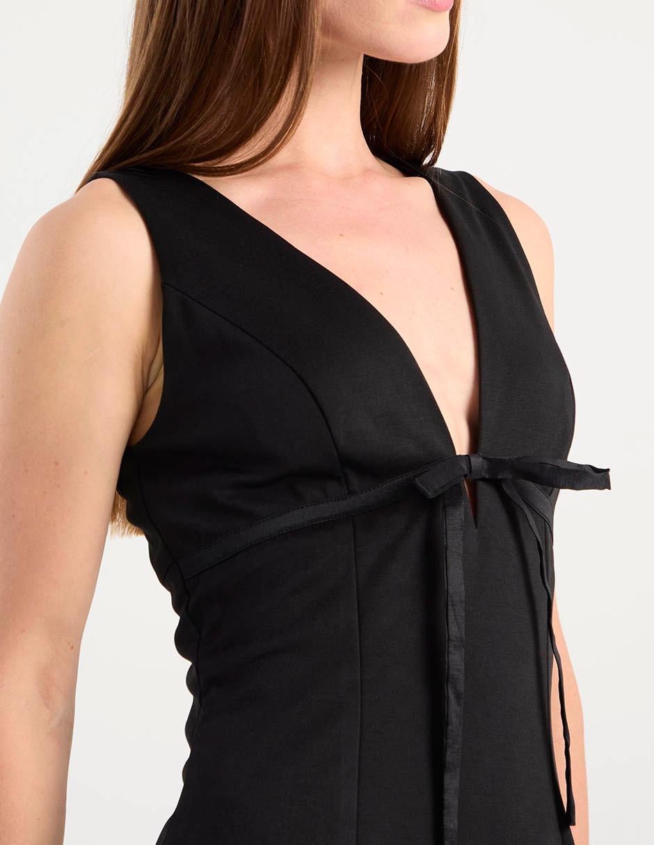 Vestido midi de fiesta escote v