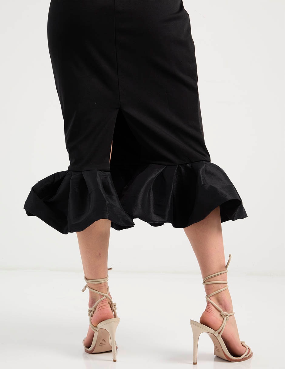 Vestido midi de fiesta escote v