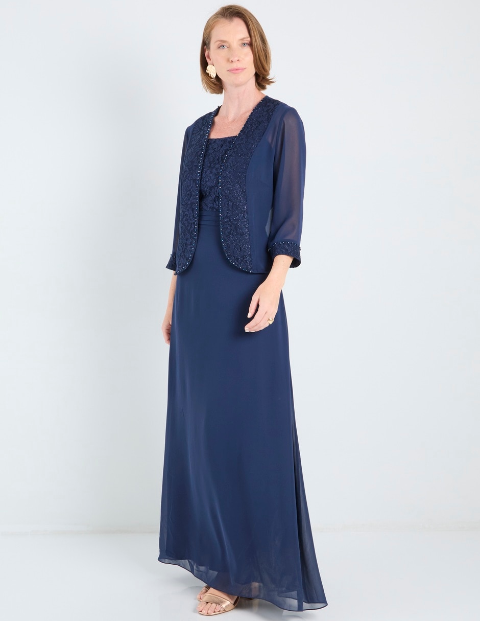 Vestido largo de fiesta damaia atelier escote medio