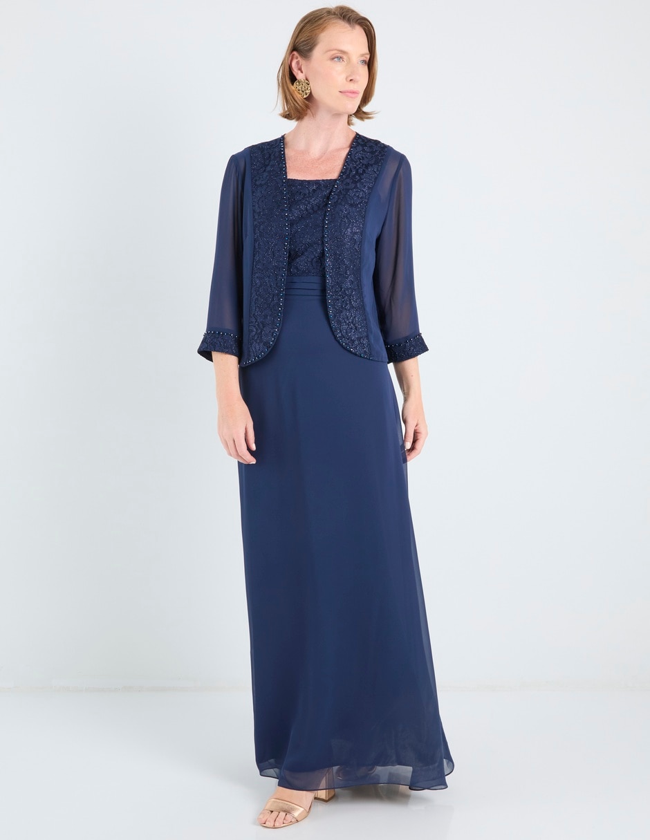 Vestido largo de fiesta damaia atelier escote medio