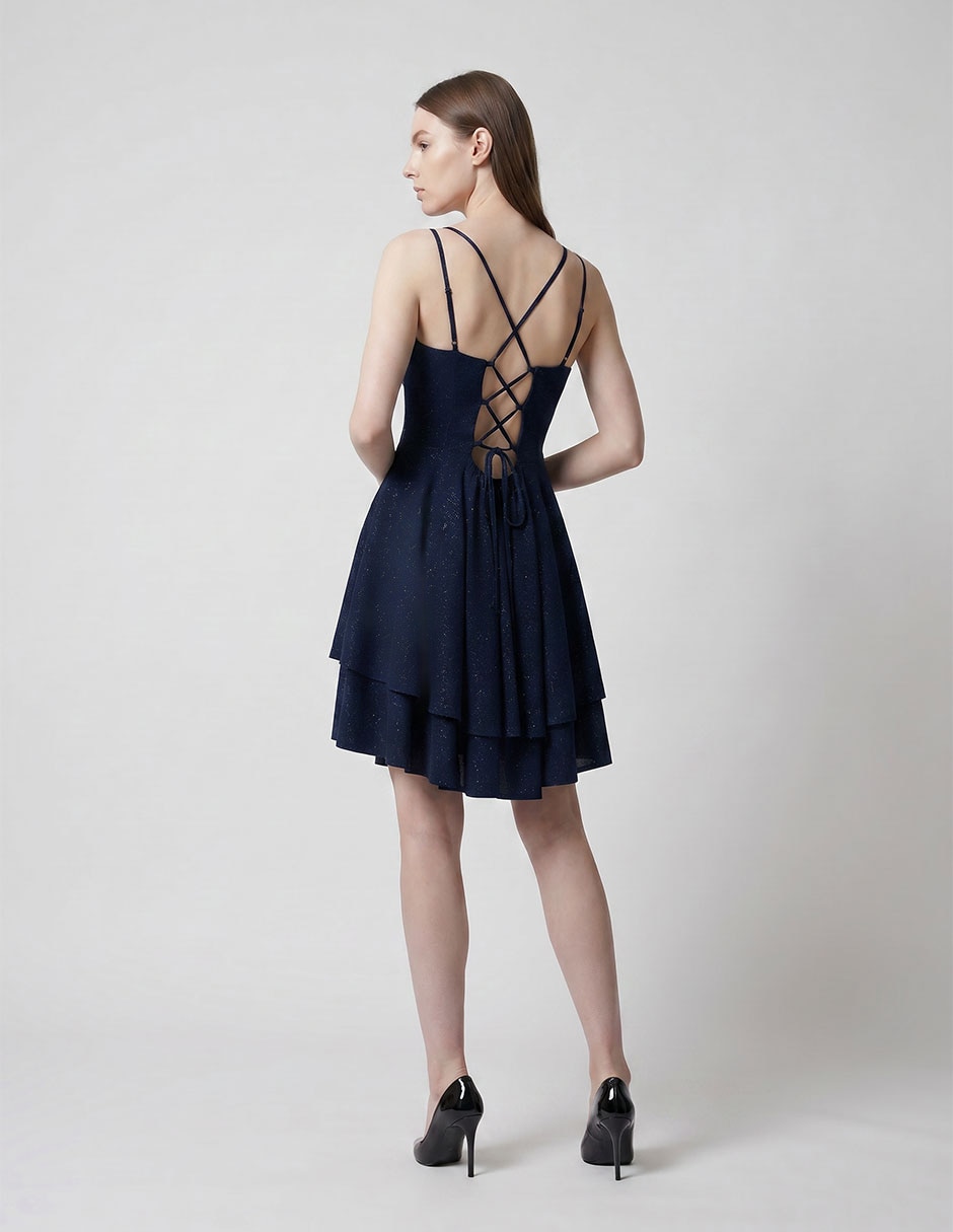 Vestido corto de fiesta escote cuadrado para mujer 2