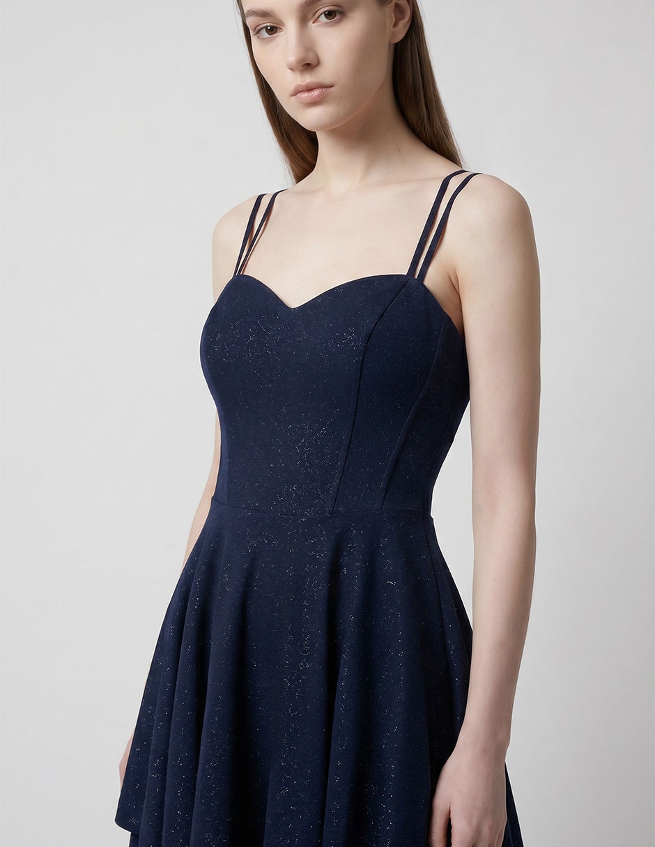 Vestido corto de fiesta escote cuadrado para mujer 3