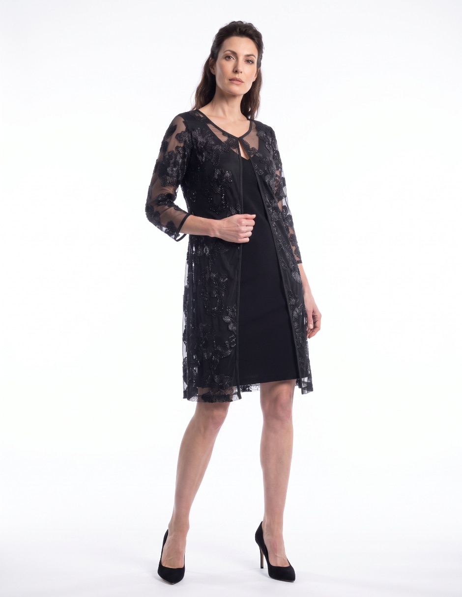 Vestido a la rodilla de fiesta escote medio 3