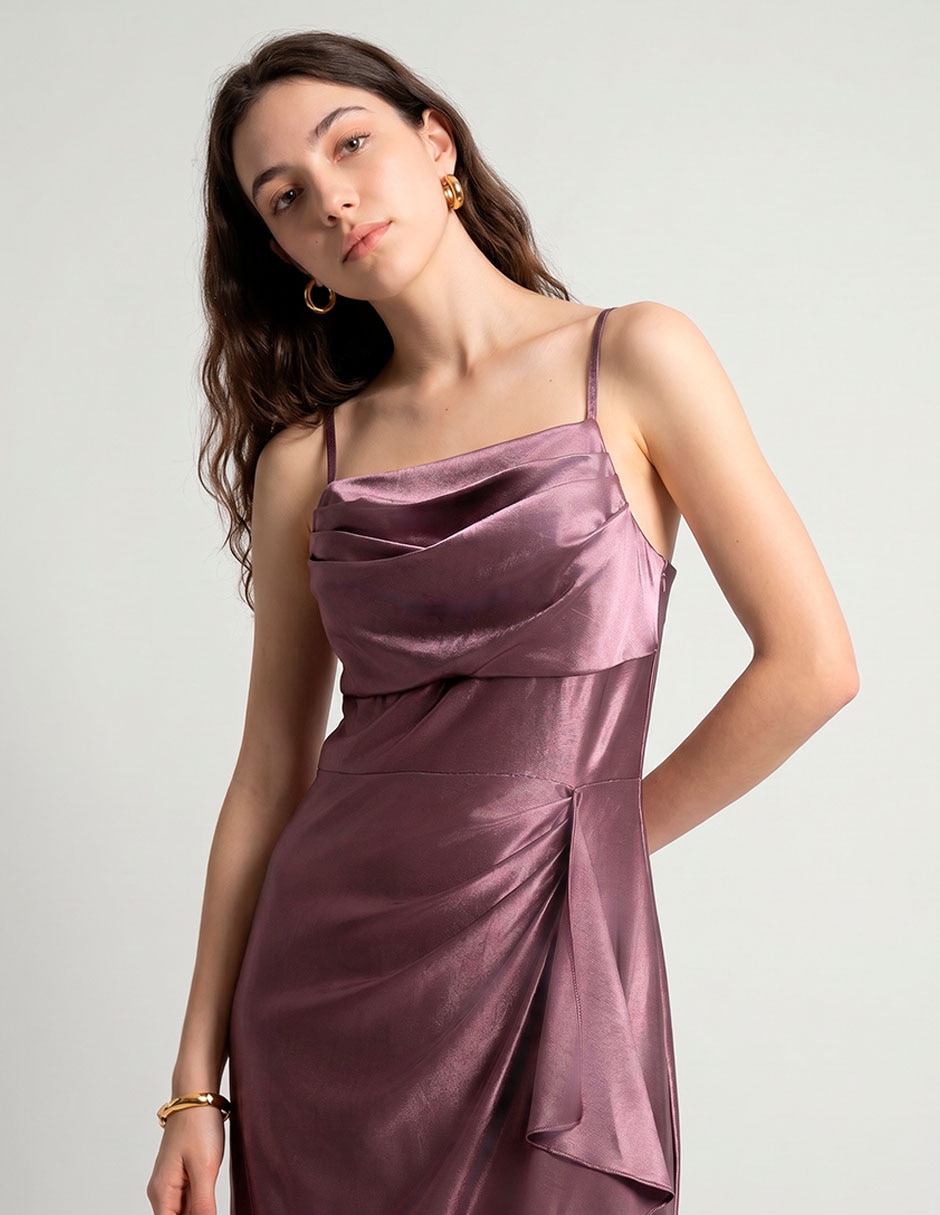 Vestido largo de fiesta escote cuadrado 3