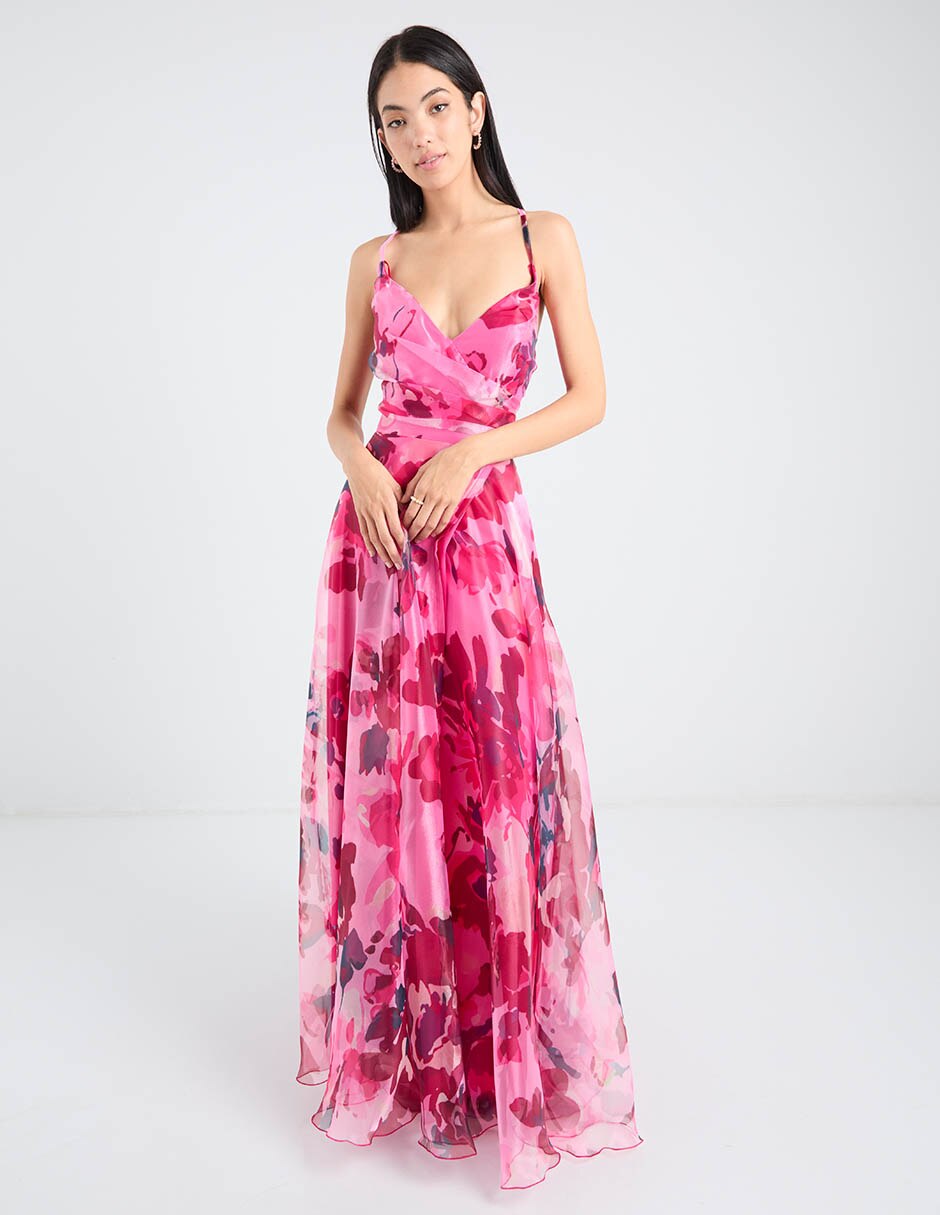 Vestido maxi de fiesta Rue espalda cruzada
