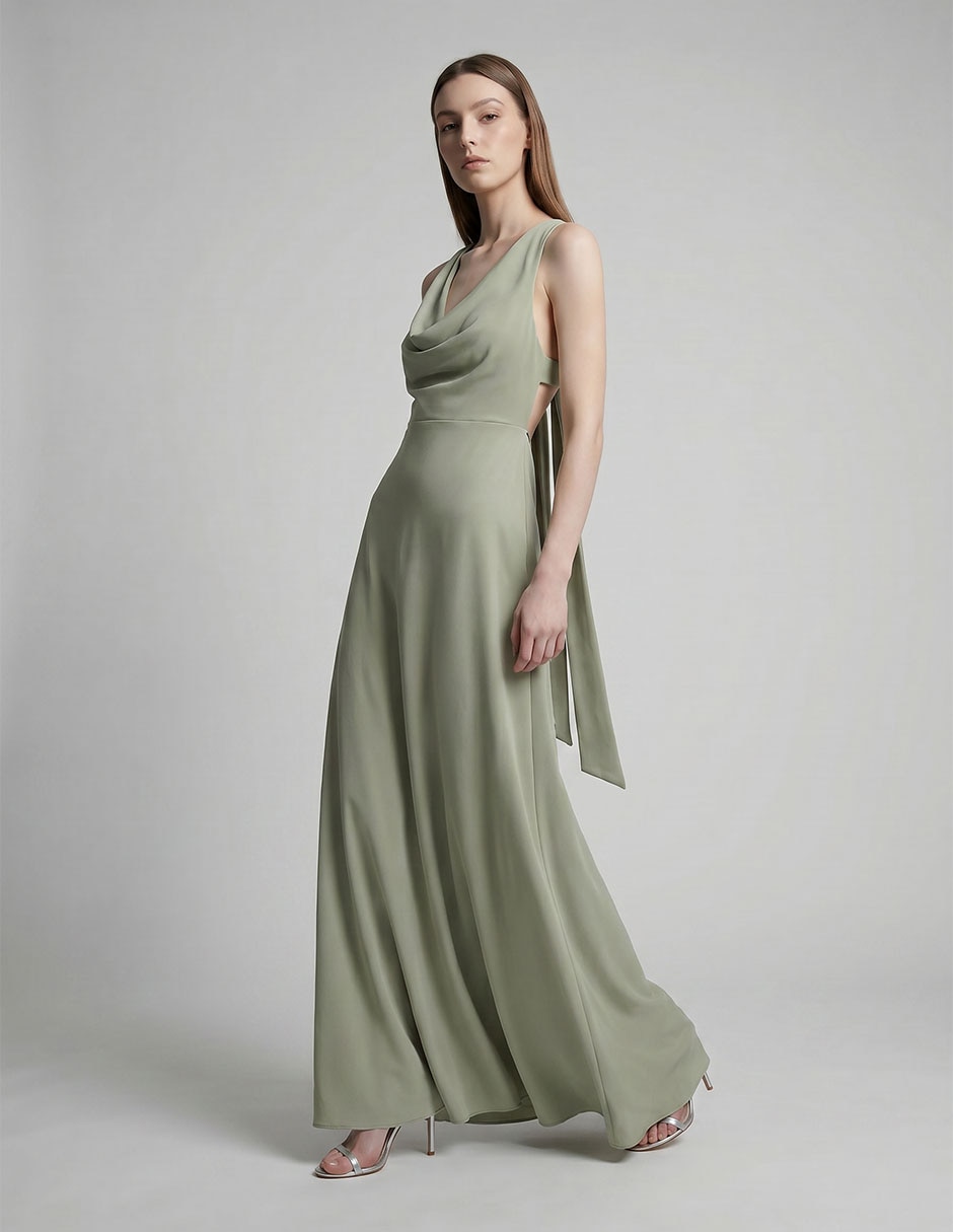 Vestido largo de noche espalda cruzada Vestido largo de noche espalda cruzada