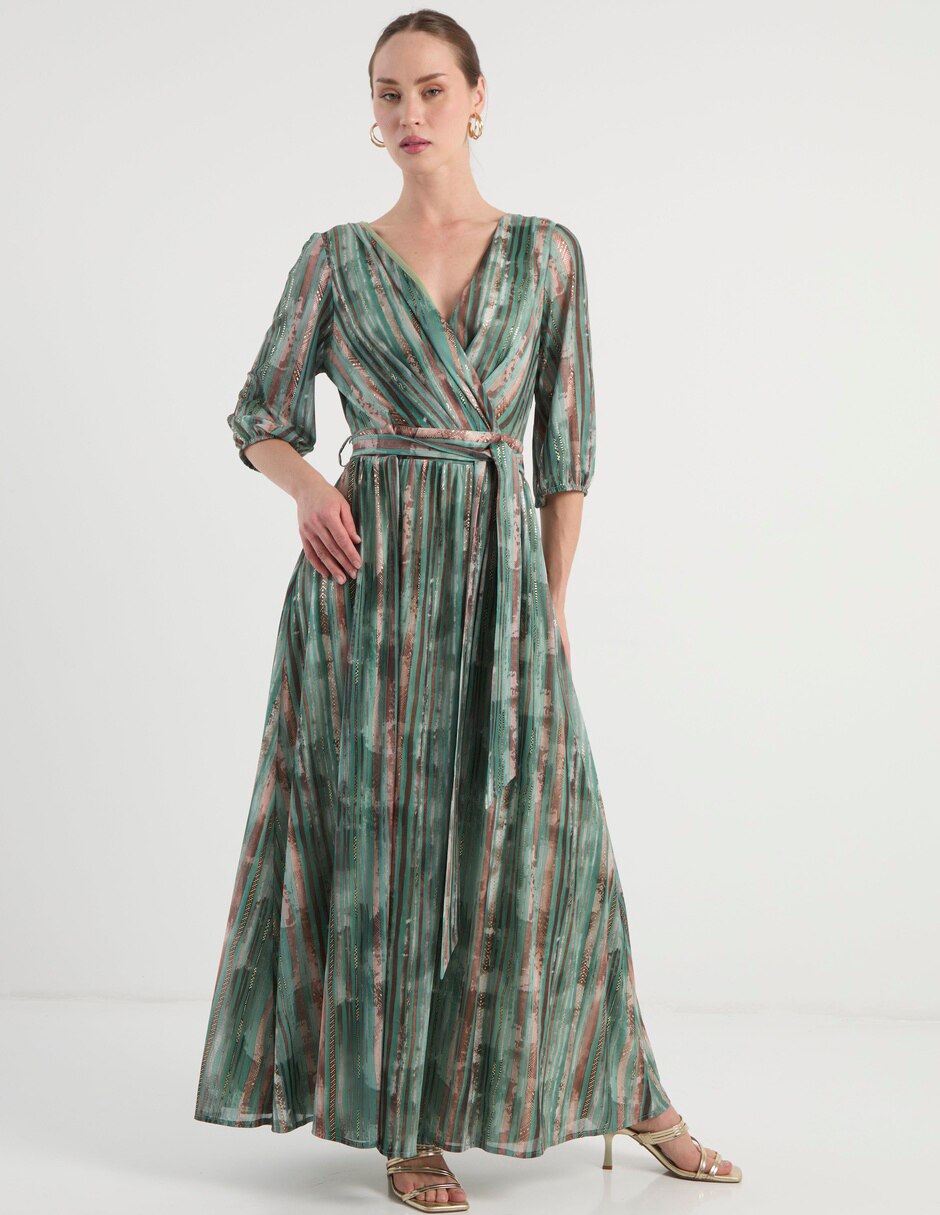 Vestido largo de fiesta karen olivier escote v
