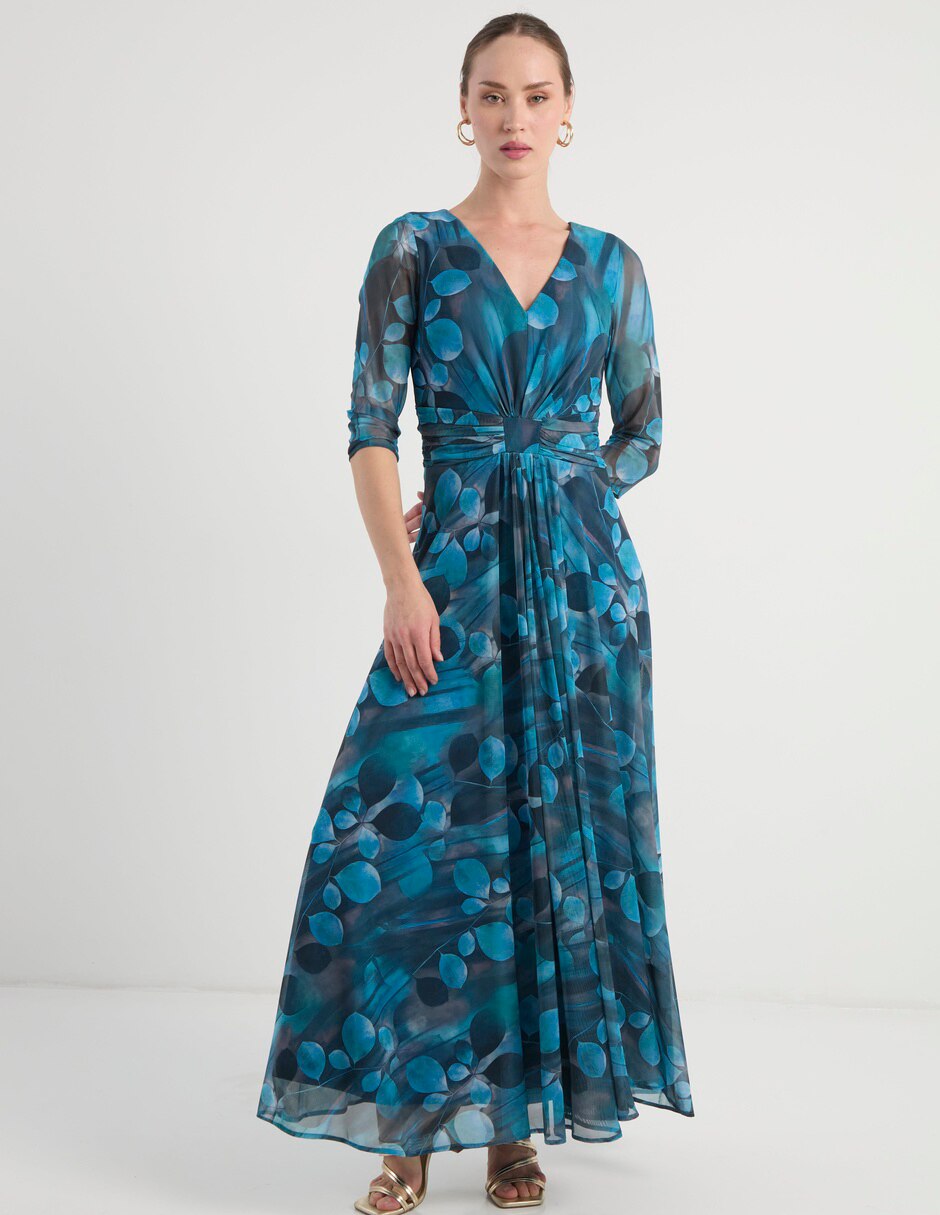 Vestido largo de fiesta karen olivier escote v