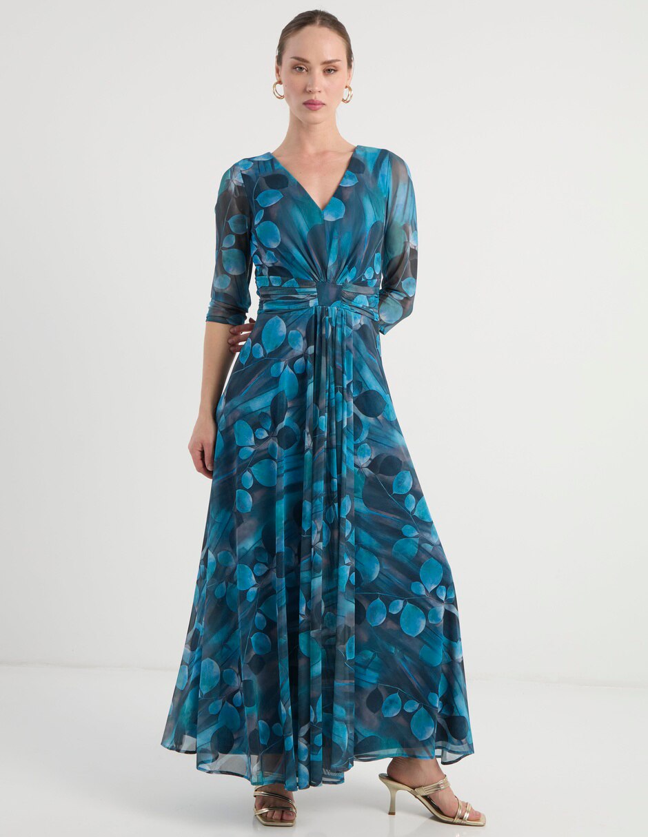 Vestido largo de fiesta karen olivier escote v