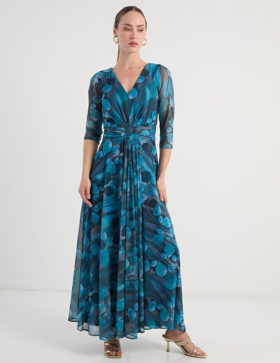 Vestido largo de fiesta karen olivier escote v