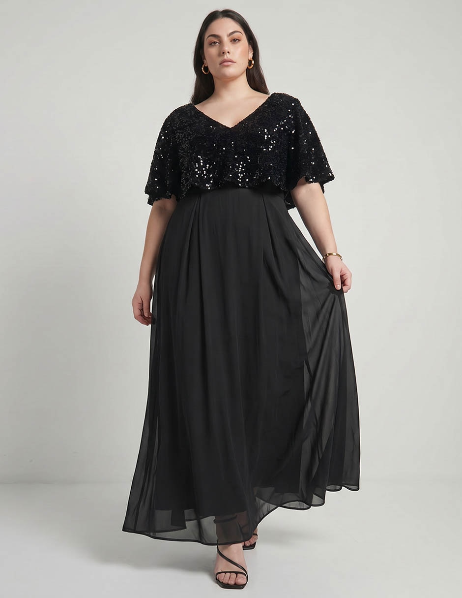 Vestido maxi de fiesta escote V