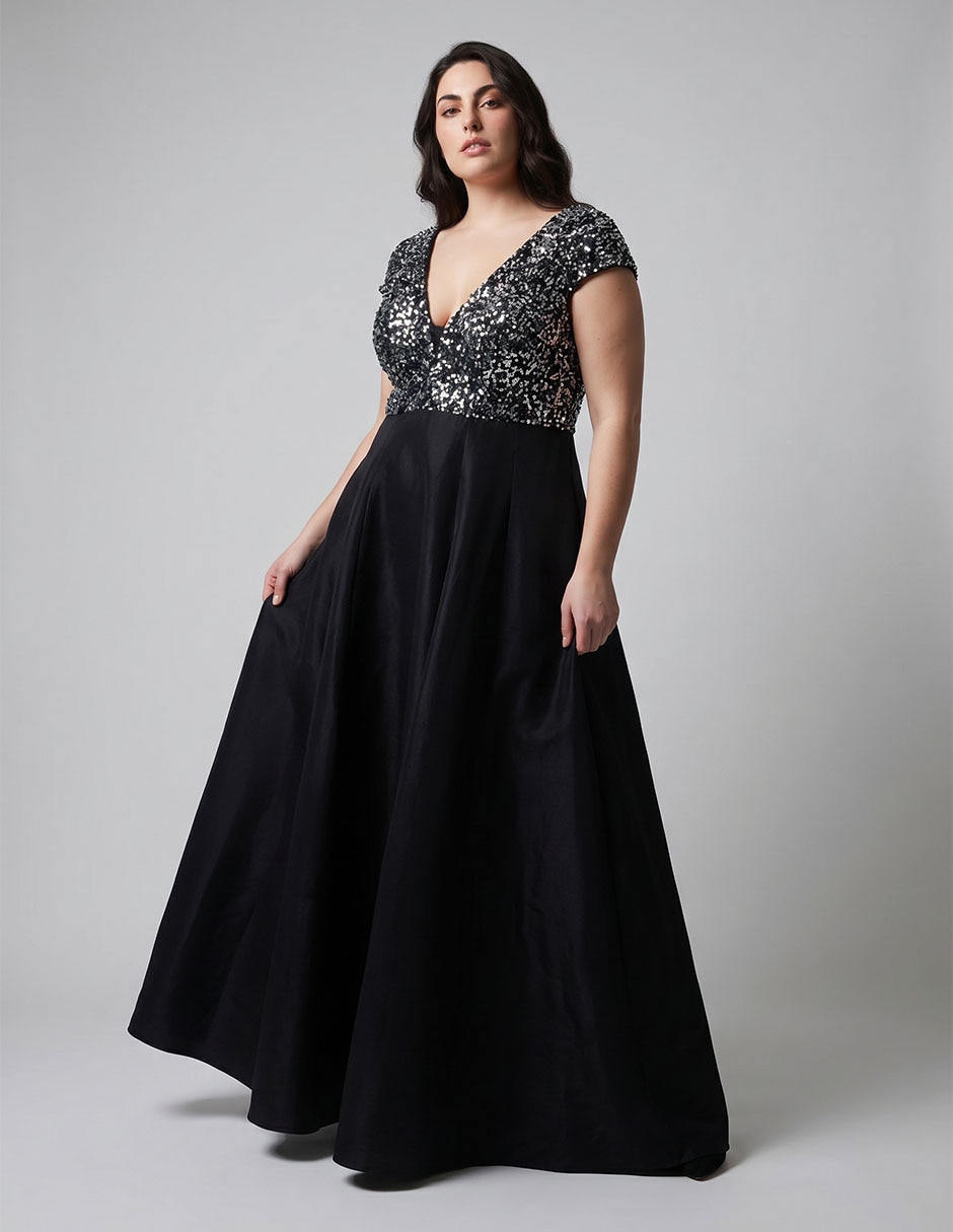 Vestido maxi de fiesta escote v