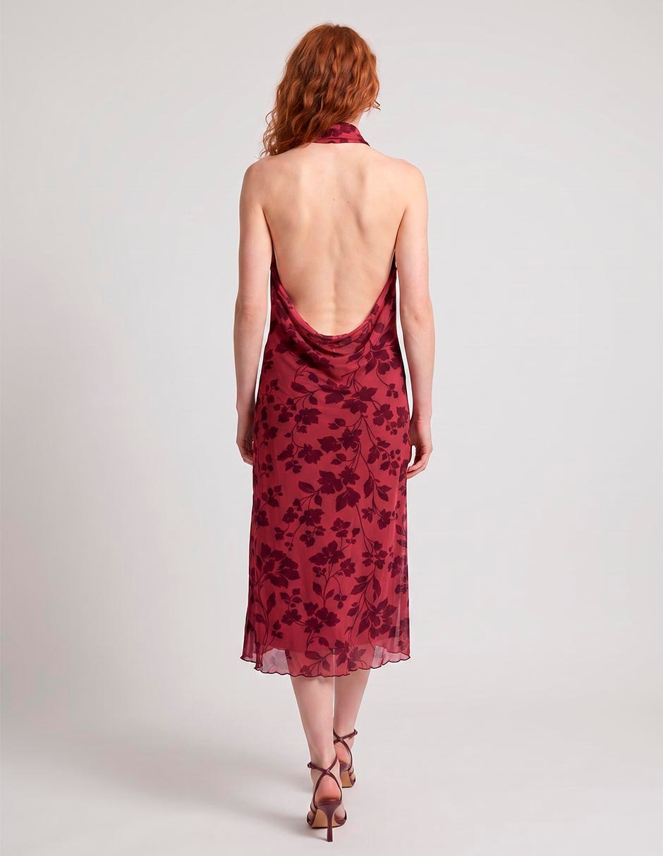 Vestido midi de fiesta escote v 2