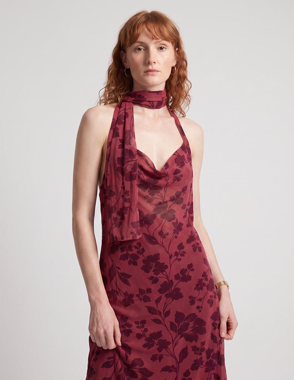 Vestido midi de fiesta escote v 3
