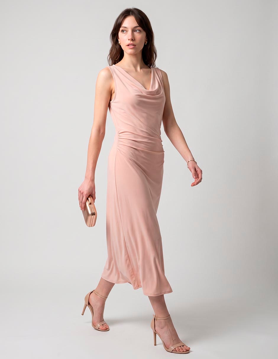 Vestido midi de fiesta escote medio
