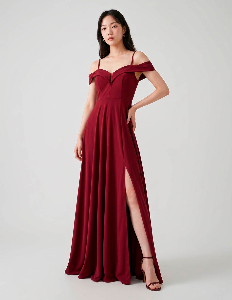 Vestido maxi de fiesta escote corazón