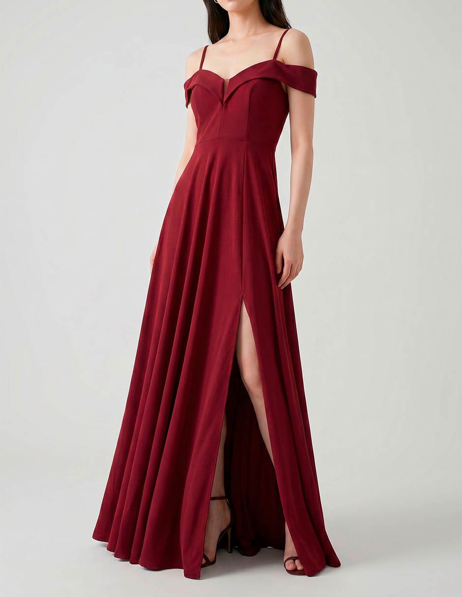 Vestido maxi de fiesta rue escote corazón