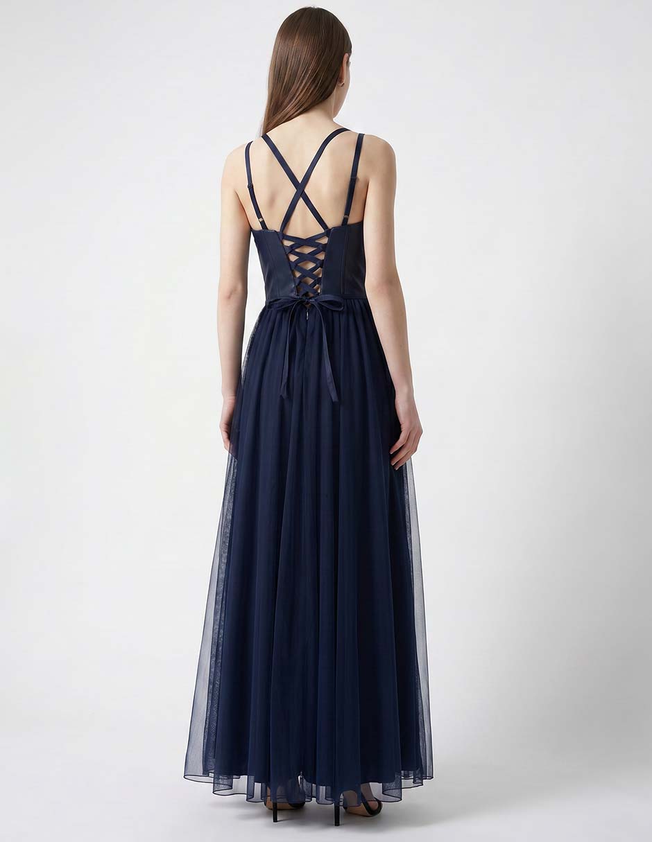 Vestido maxi de fuesta escote corazón 2