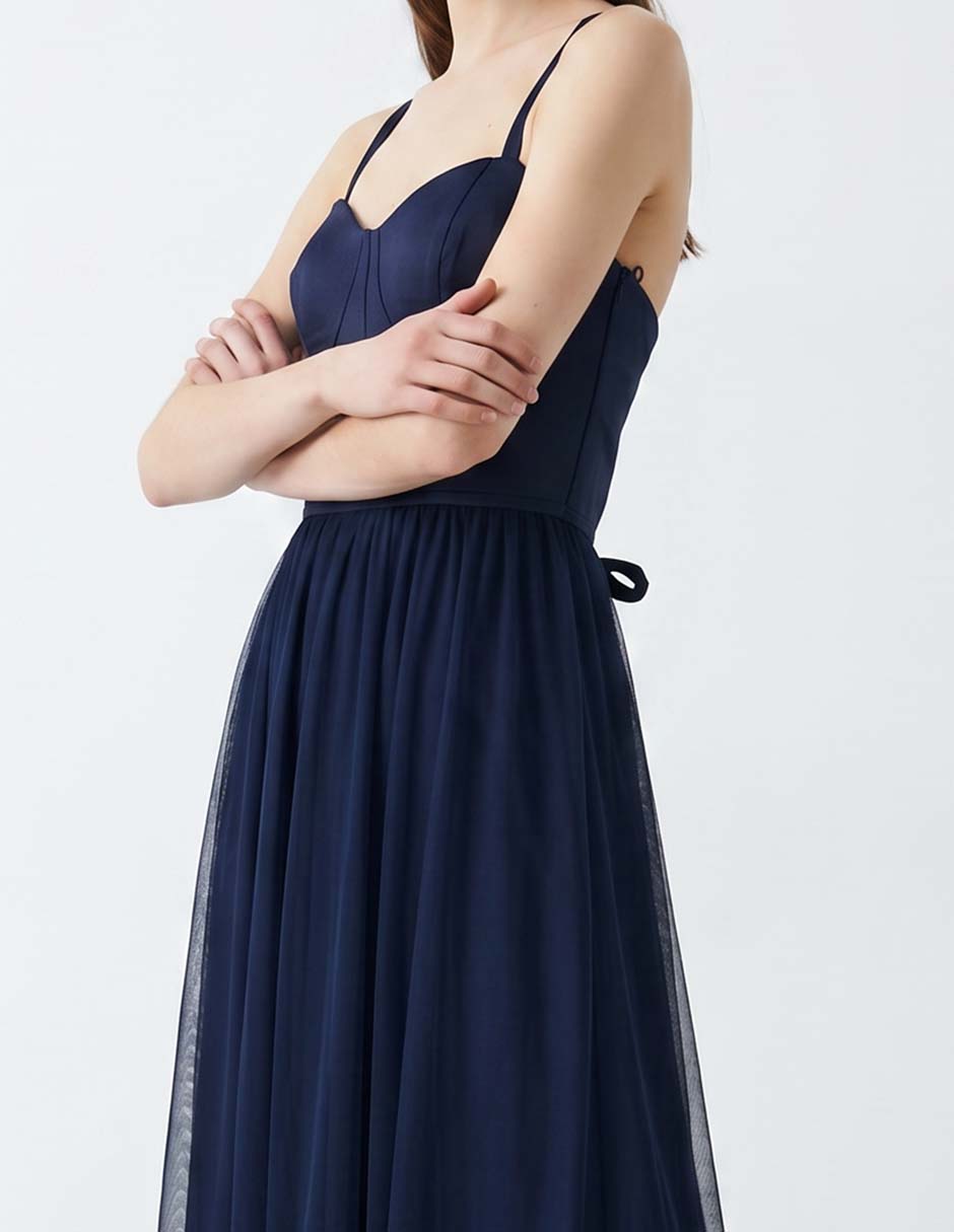 Vestido maxi de fuesta escote corazón 3