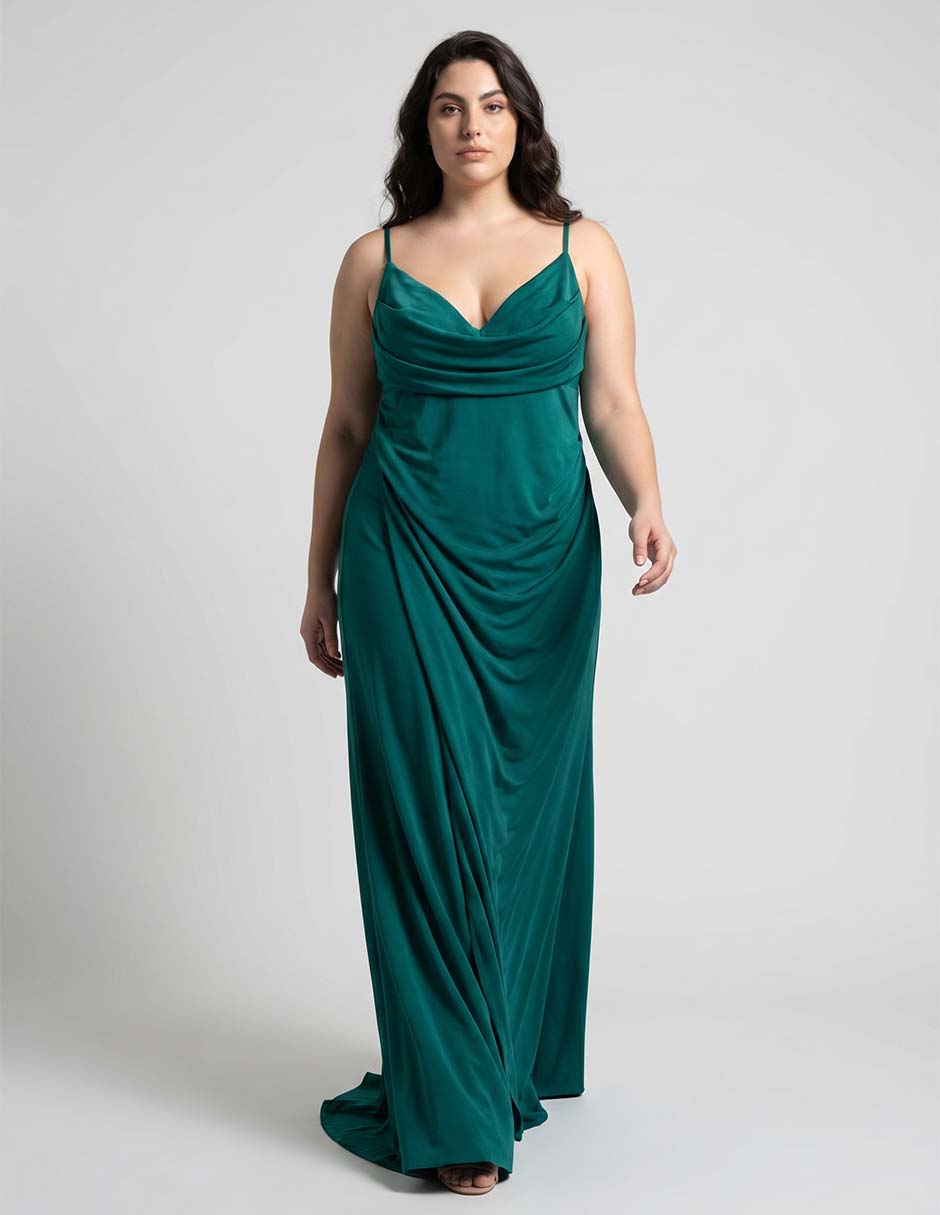 Vestido maxi de fiesta escote medio