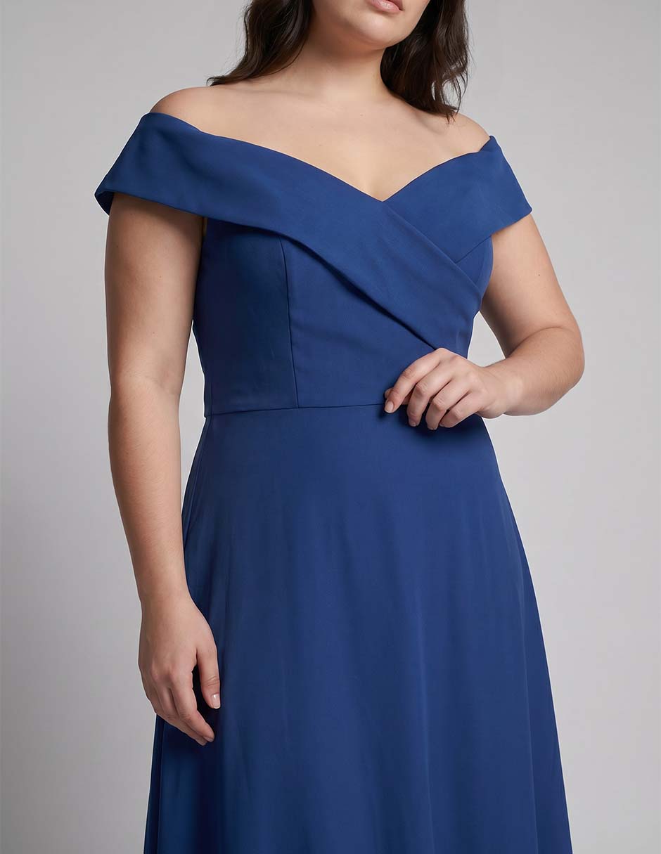 Vestido maxi de fiesta escote bardot 3