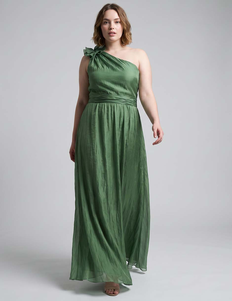 Vestido maxi de fiesta escote medio