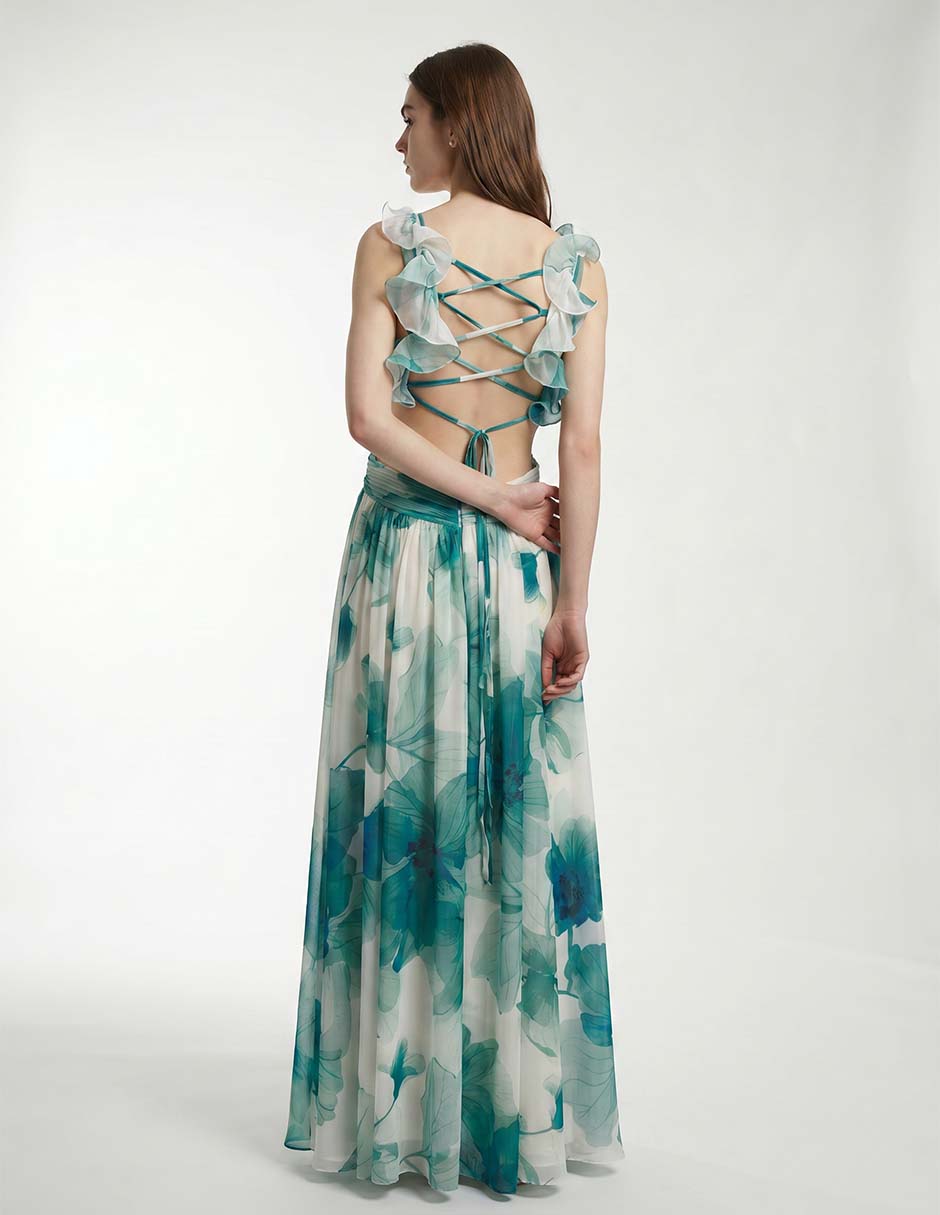 Vestido maxi de fiesta escote v 2