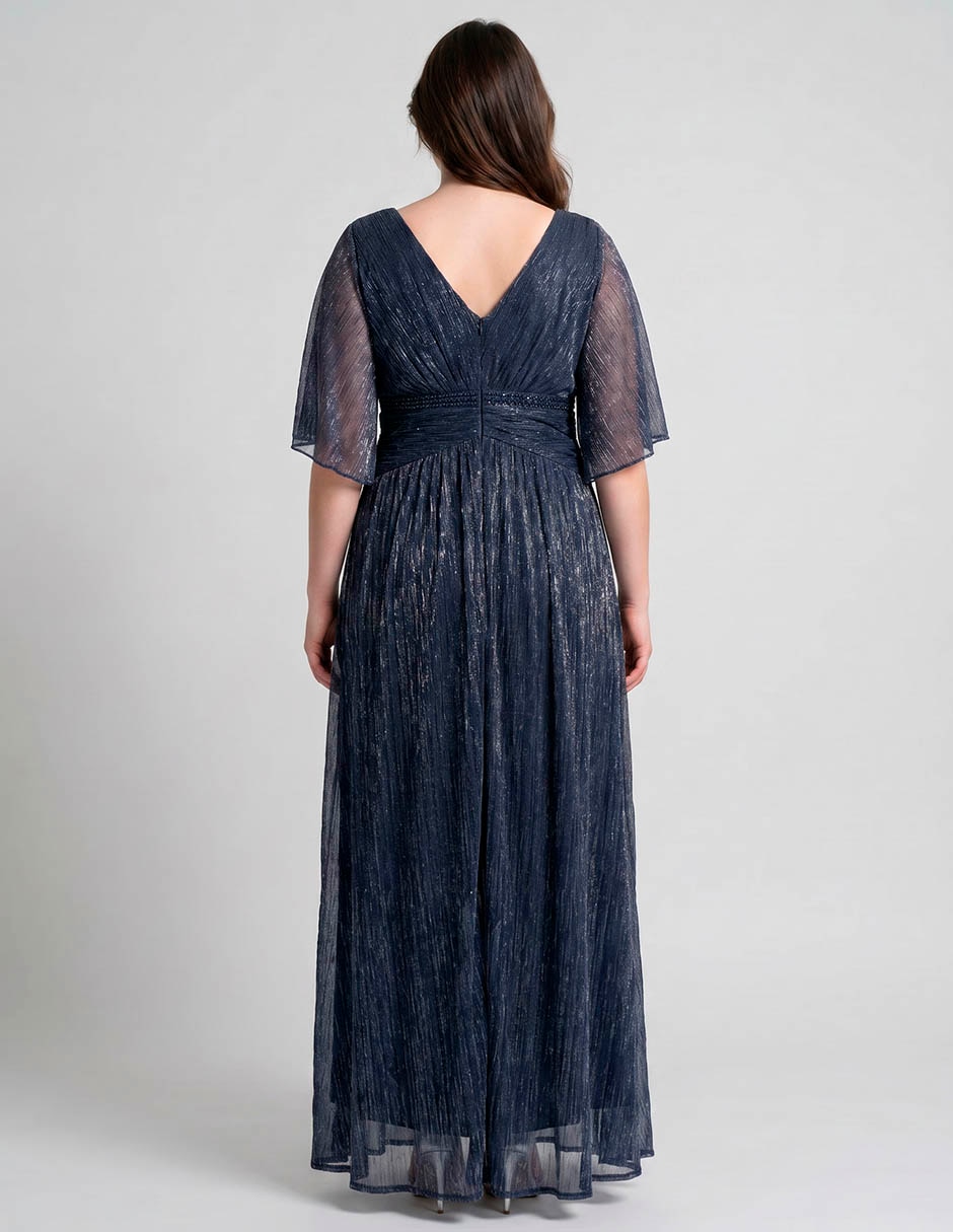 Vestido maxi de fiesta escote v para mujer 2