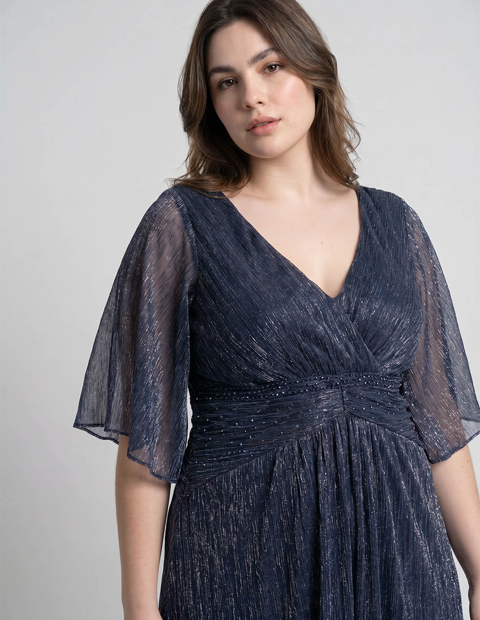 Vestido maxi de fiesta escote v para mujer 3