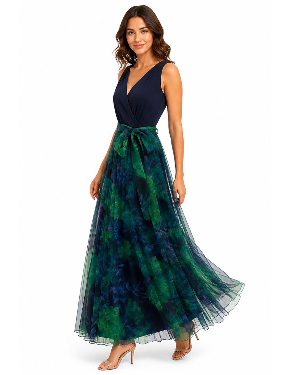 Vestido maxi fiesta escote V 4