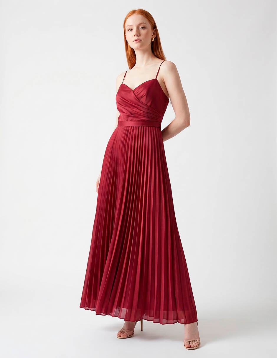 Vestido maxi de fiesta escote corazón para mujer