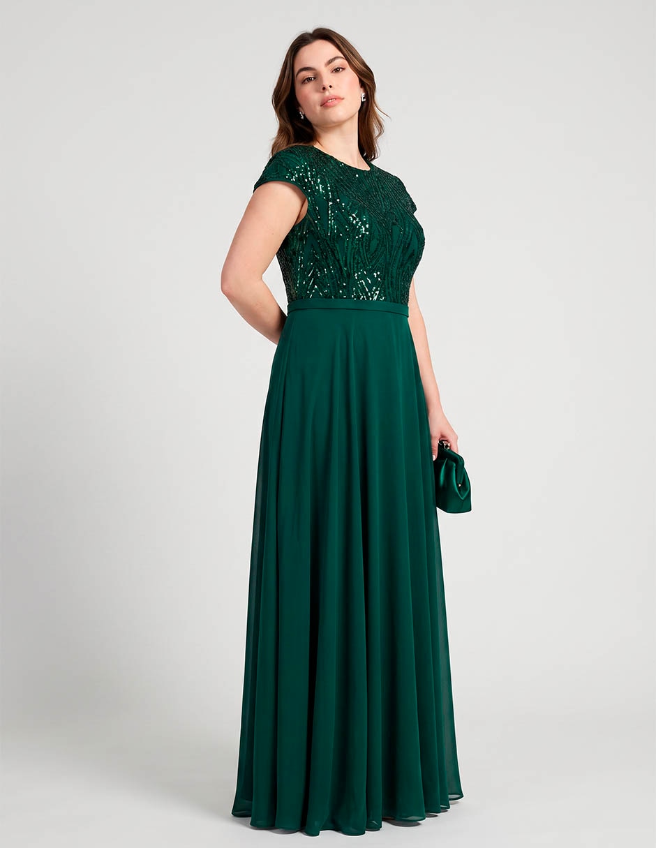 Vestido maxi fiesta escote redondo Vestido maxi fiesta escote redondo
