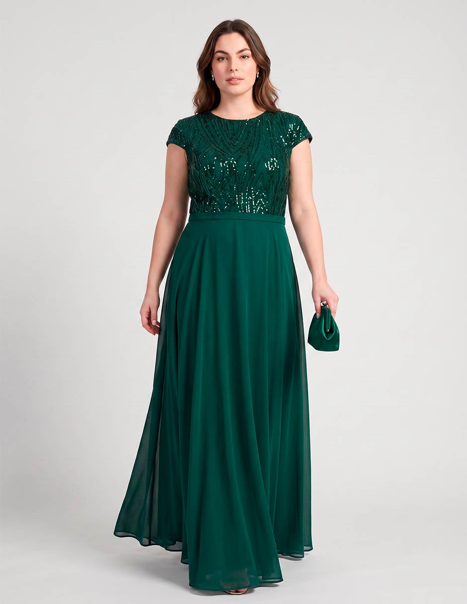 Vestido maxi fiesta escote redondo 3