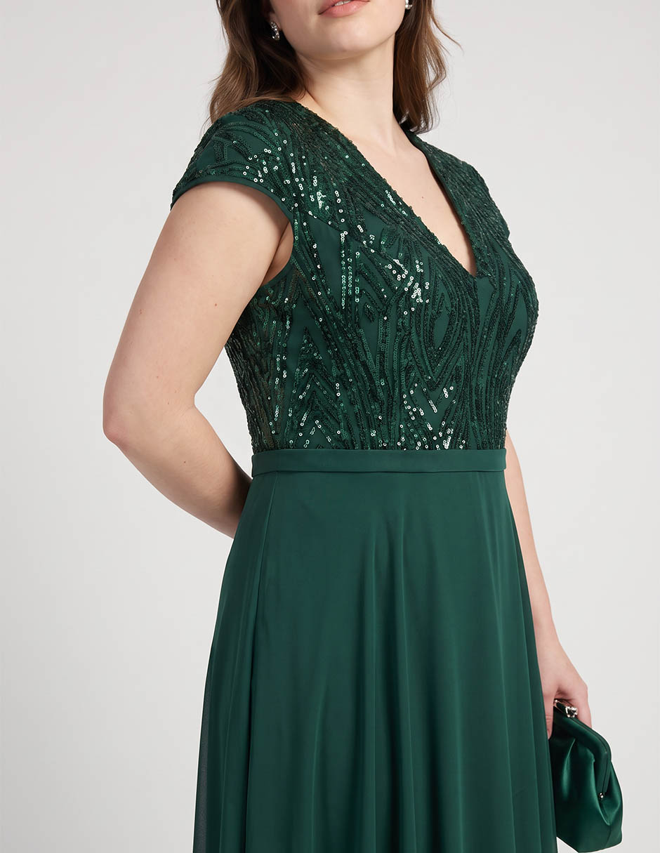 Vestido maxi fiesta escote redondo 4