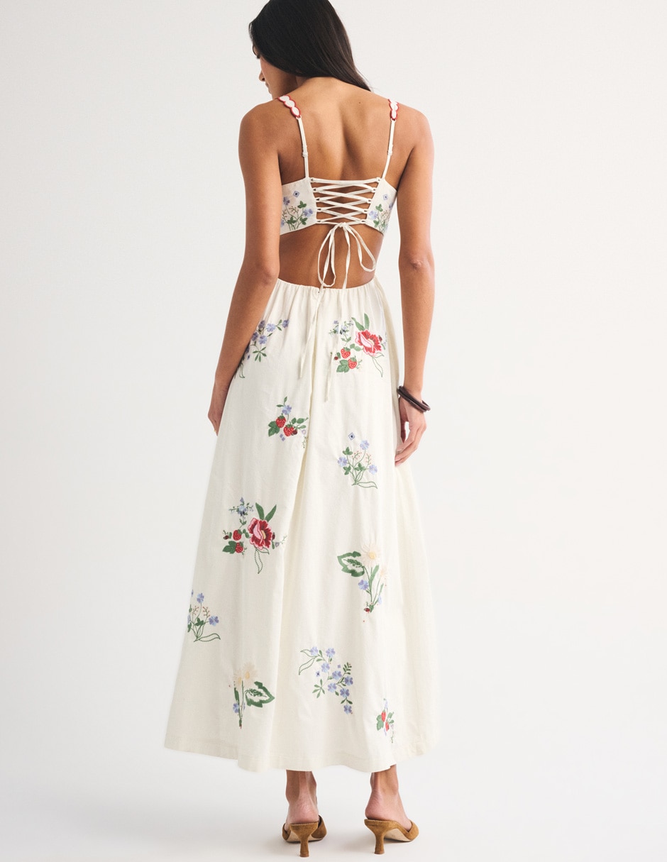 Vestido maxi de fiesta Abercrombie & Fitch escote cuadrado