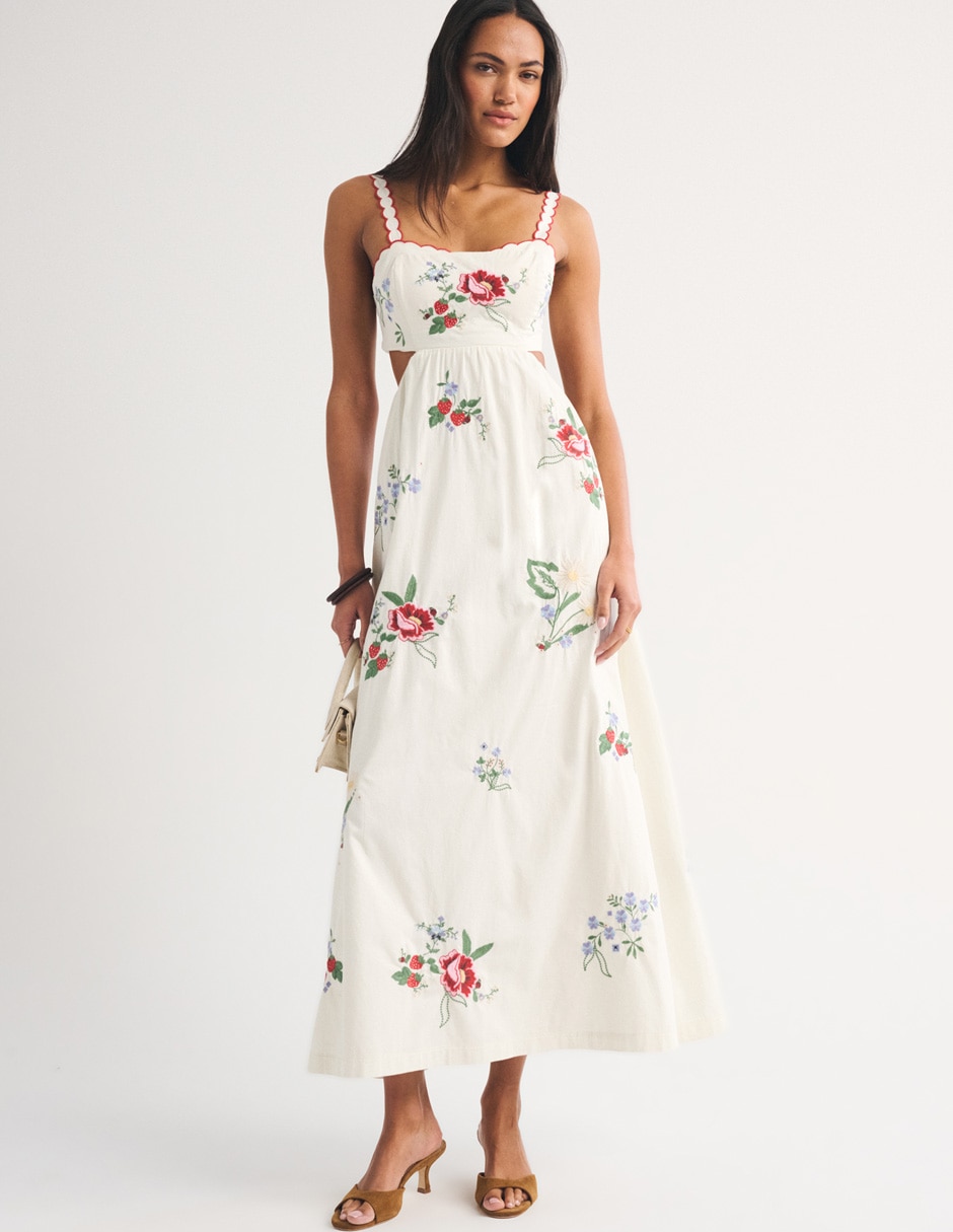 Vestido maxi de fiesta Abercrombie & Fitch escote cuadrado