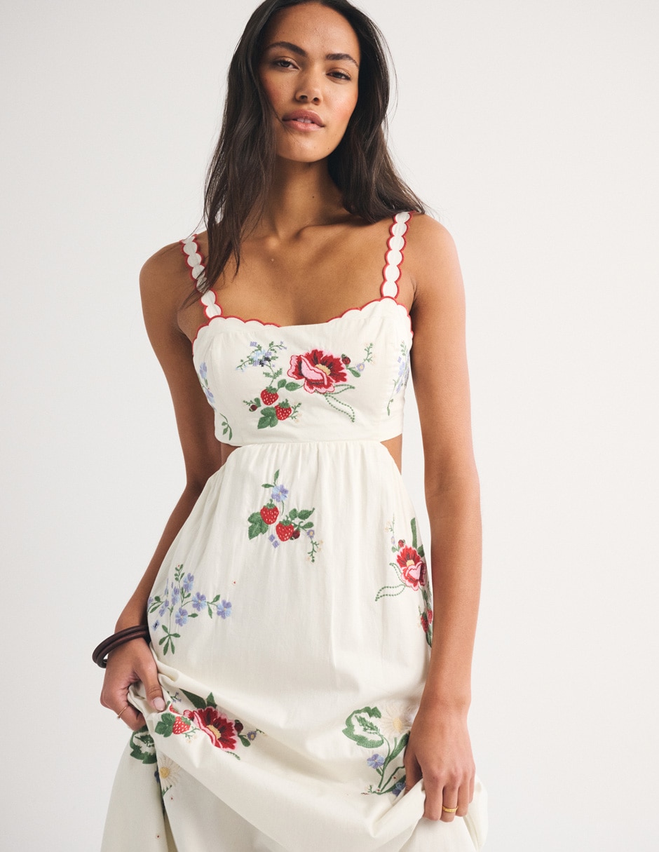 Vestido maxi de fiesta Abercrombie & Fitch escote cuadrado