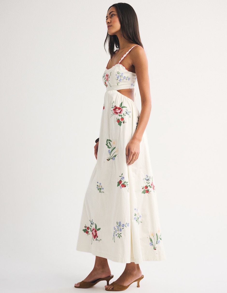 Vestido maxi de fiesta Abercrombie & Fitch escote cuadrado