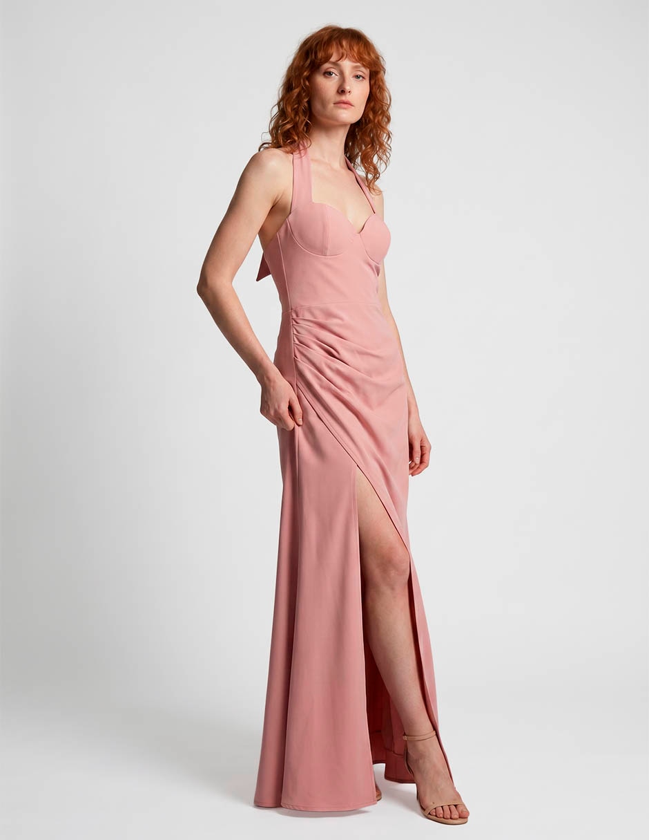 Vestido maxi de fiesta escote corazón