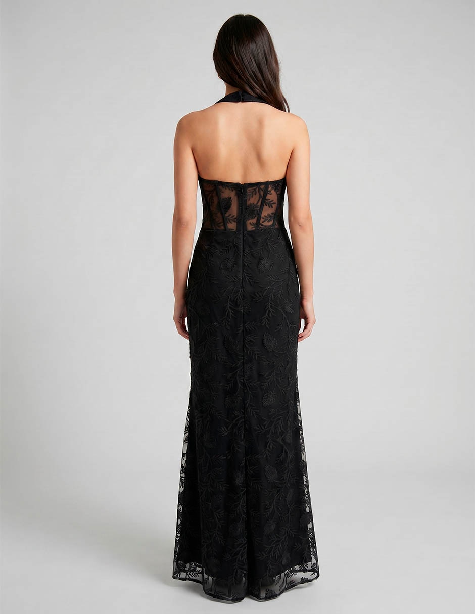 Vestido maxi de fiesta escote v
