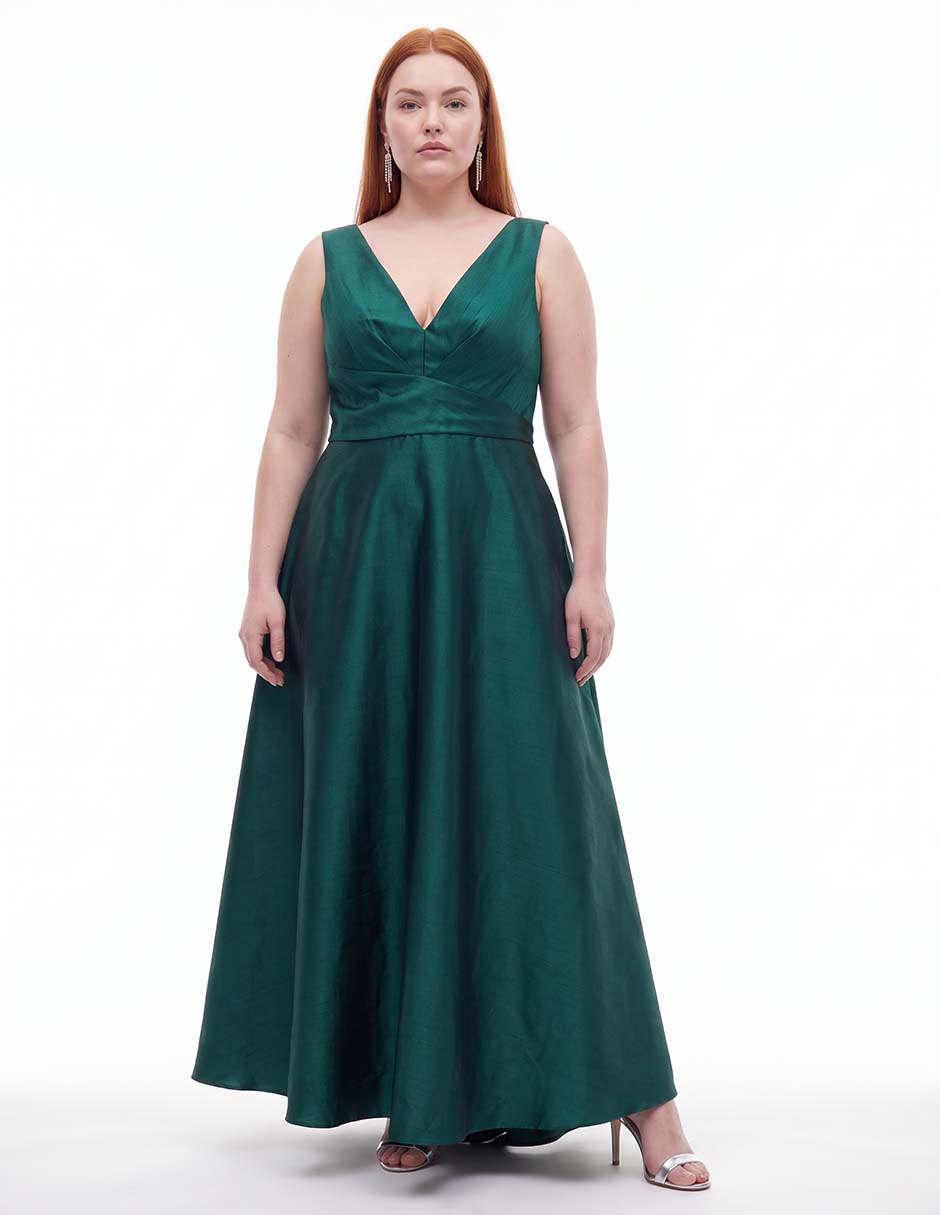 Vestido maxi de fiesta escote v