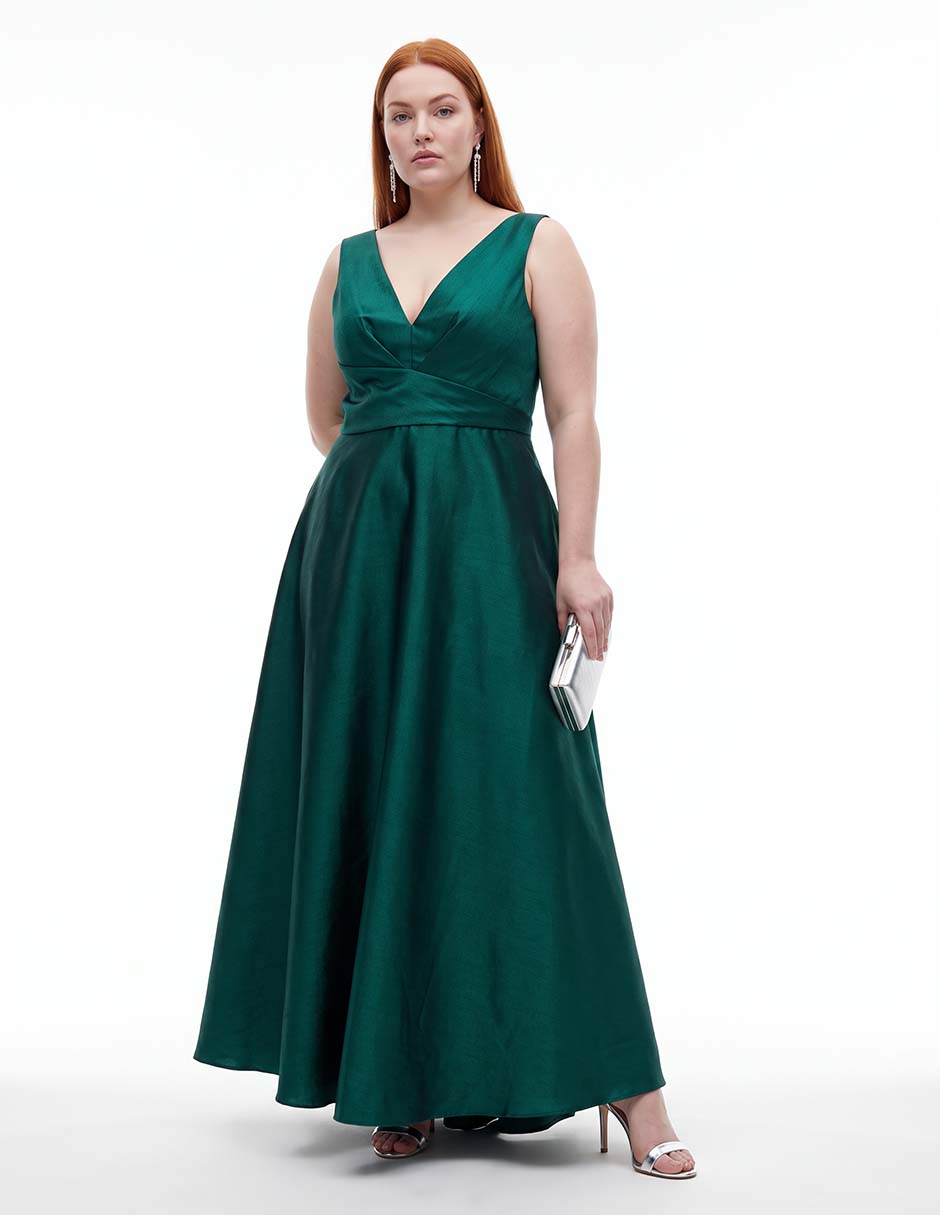 Vestido maxi de fiesta escote v