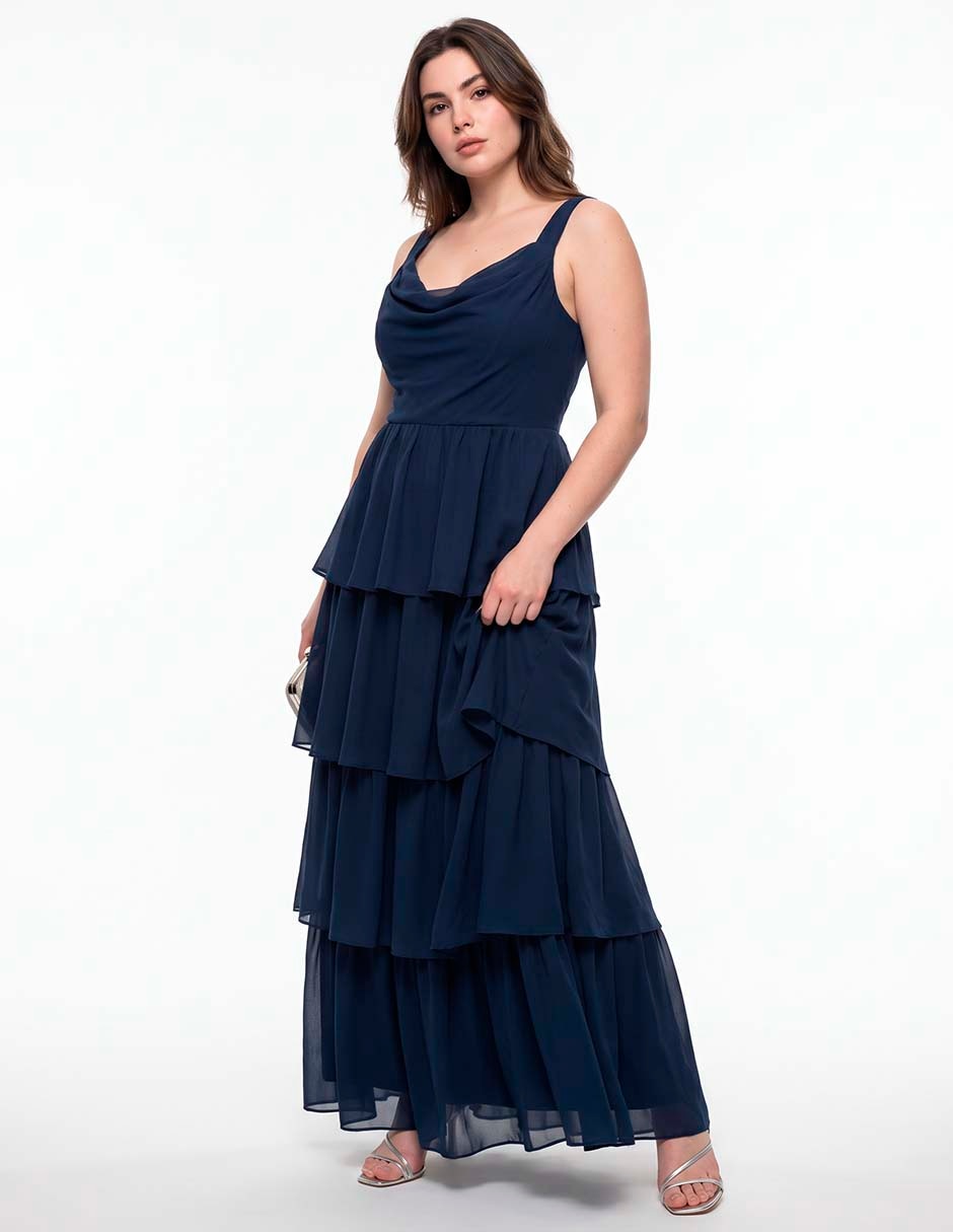 Vestido maxi de fiesta escote bajo