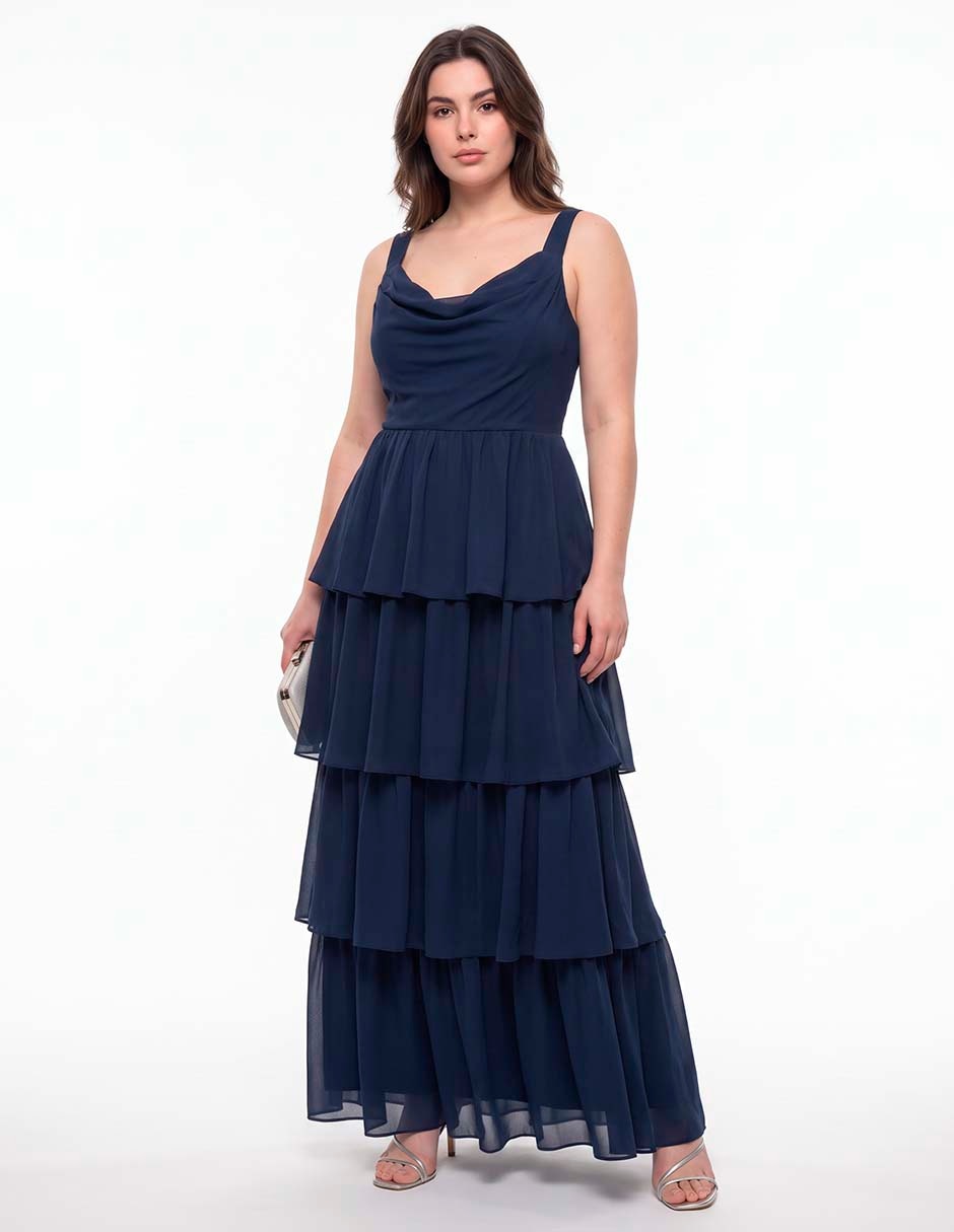 Vestido maxi de fiesta escote bajo