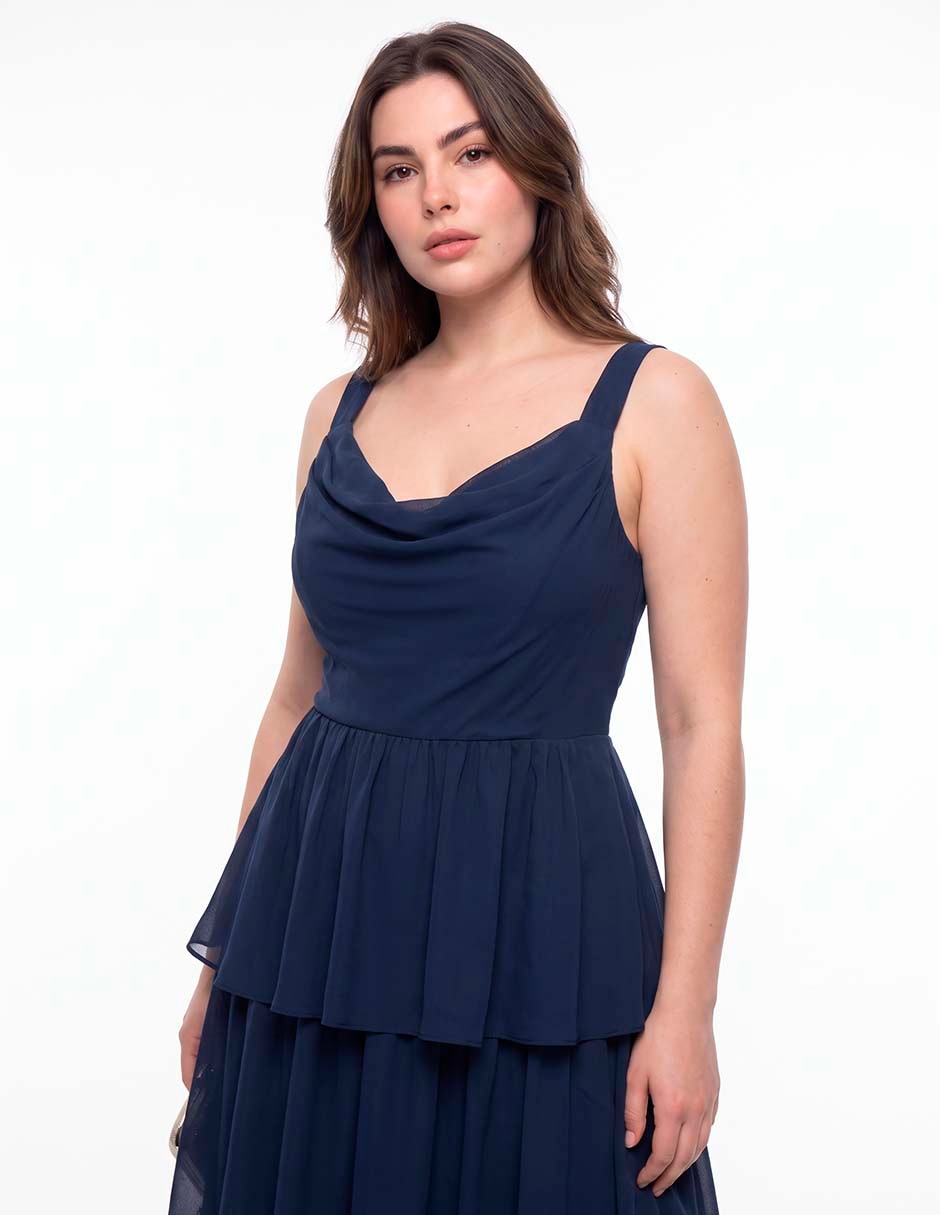 Vestido maxi de fiesta escote bajo