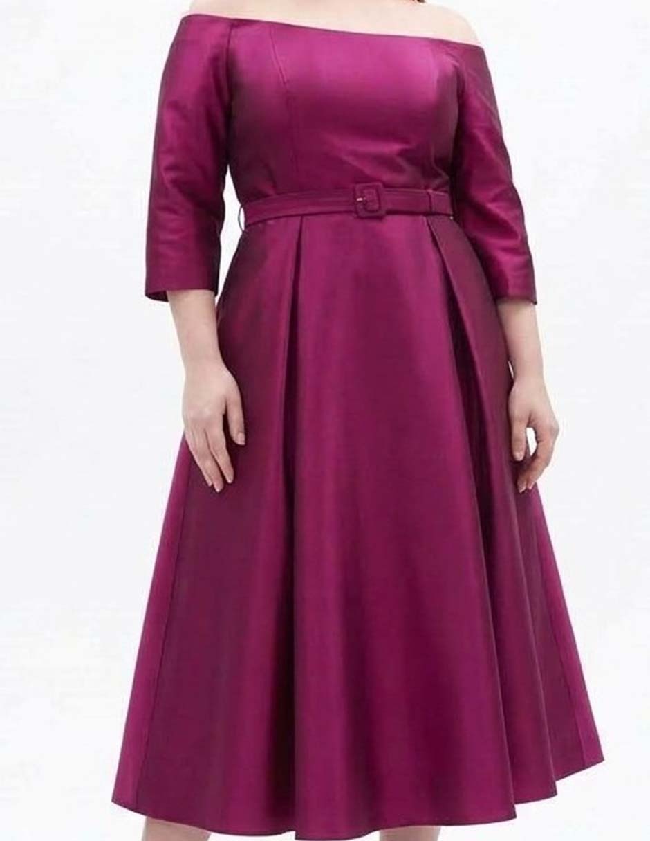 Vestido midi de fiesta escote bardot 2