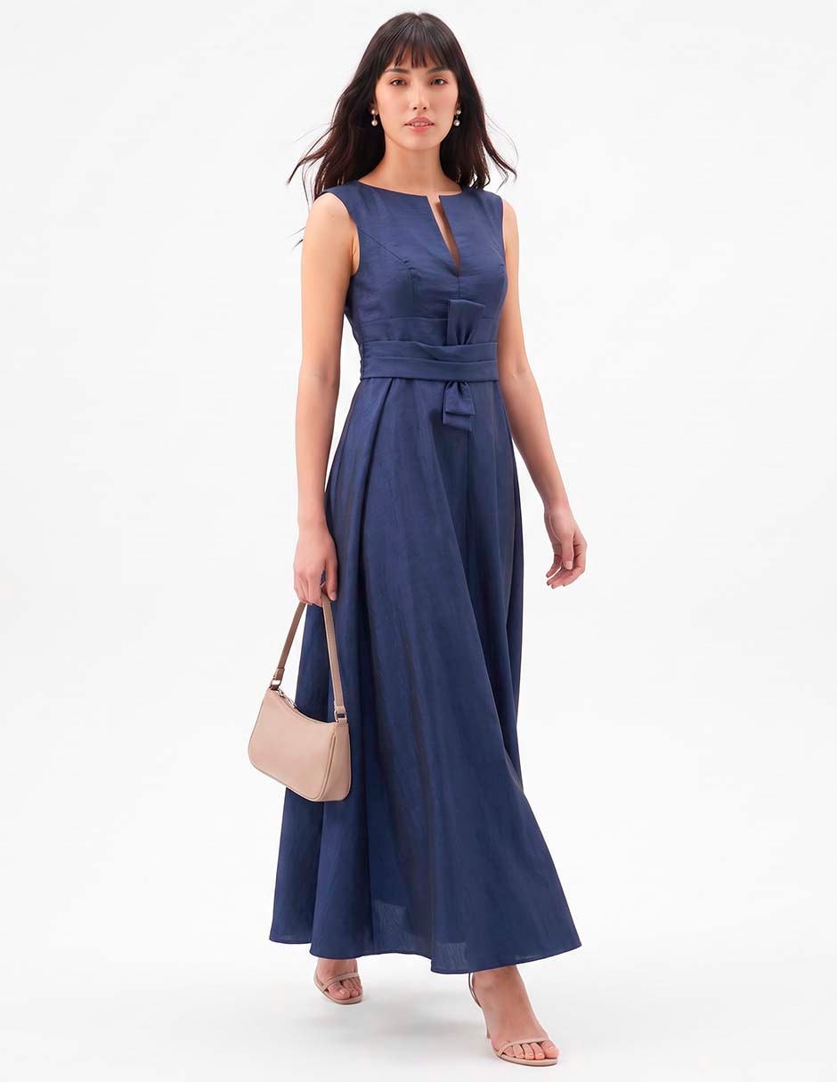 Vestido maxi de fiesta escote con cuello 3