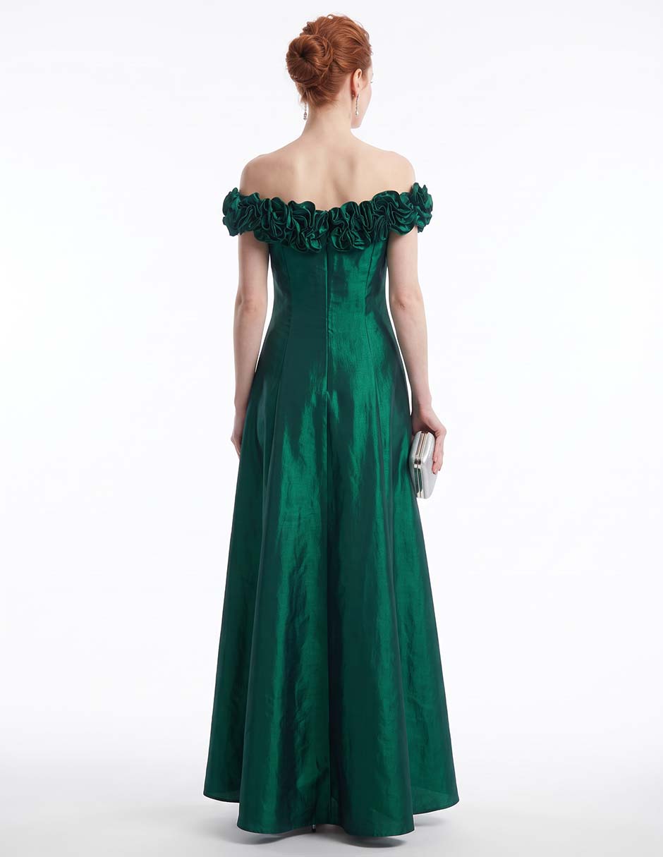 Vestido maxi de fiesta escote bardot 4