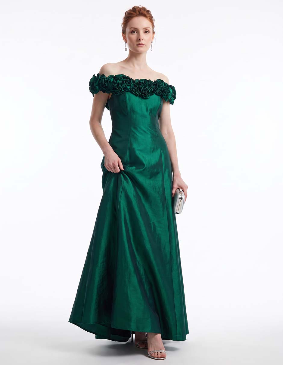 Vestido maxi de fiesta escote bardot 3
