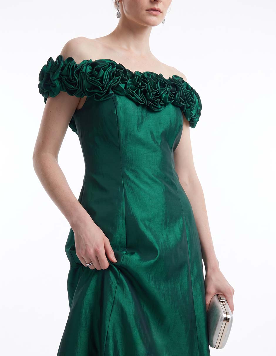 Vestido maxi de fiesta escote bardot 2